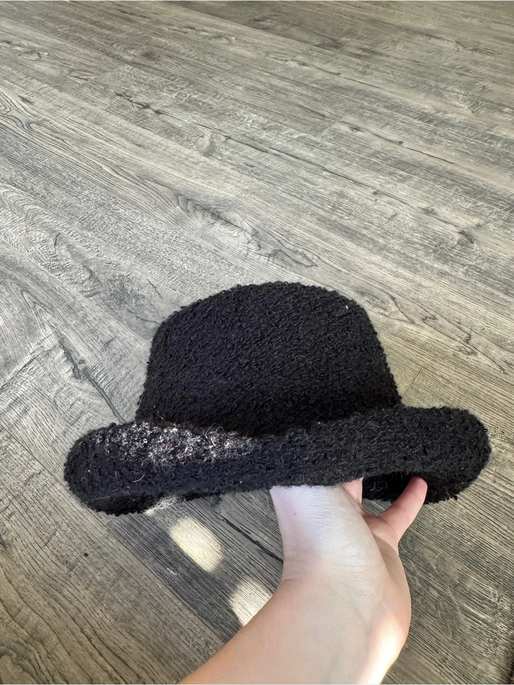 Liz Claiborne Wool Black Bouclé Knit Bucket Hat